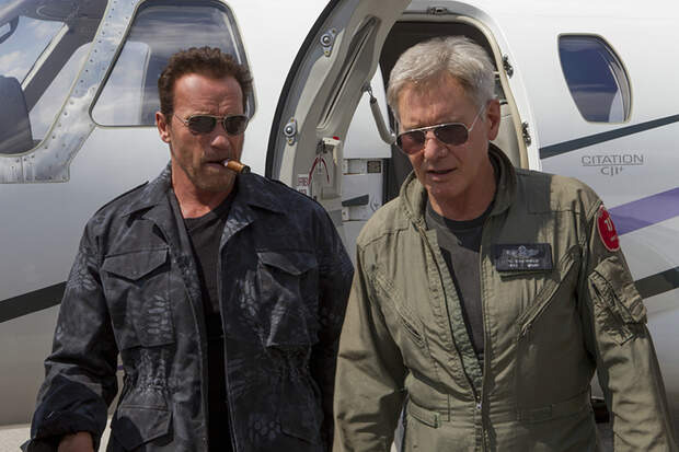 Die Altstars der 80er geben sich in "Expendables 3" die Ehre: Arnold Schwarzenegger und Harrison Ford