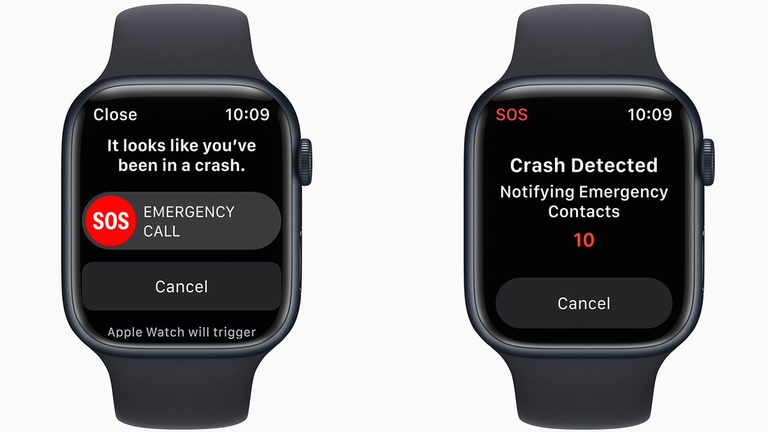 Die Apple Watch 8 erkennt Autounfälle und setzt nach dem Crash automatisch einen Notruf ab