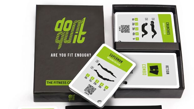 Die Produkte Box "don't quit" mit Spielkarten