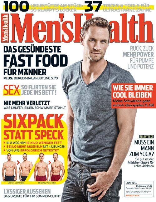 Die Titelseite der Ausgabe von Juni 2013 mit Covermodel Marcel Snyman