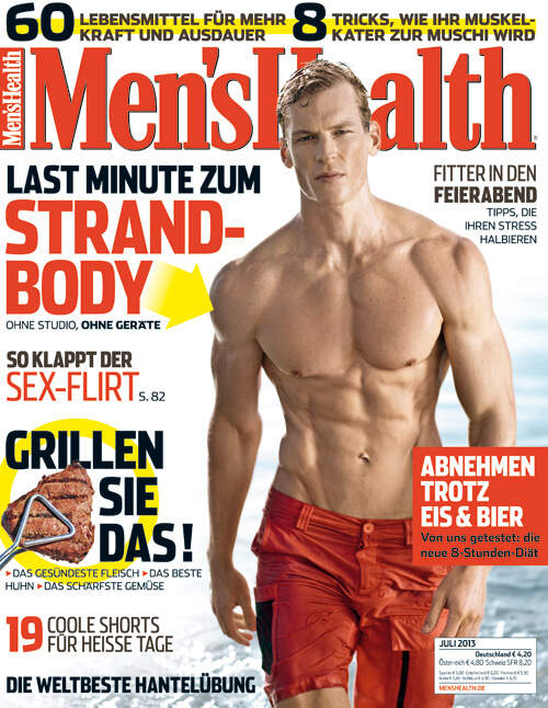 Die Titelseite der Mens Health-Ausgabe von Juli 2013
