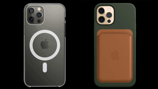Magsafe: An einem Magnetring auf der Rückseite des iPhone 12 Pro haften das passende Ladegerät und Zubehör wie ein Portemonnaie
