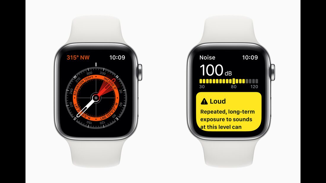 Neue Funktionen auf der Apple Watch: ein Kompass und eine App, die den Umgebungslärm misst