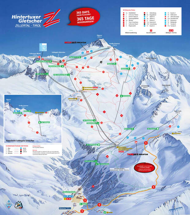 Pistenplan 2014/15: Hintertuxer Gletscher