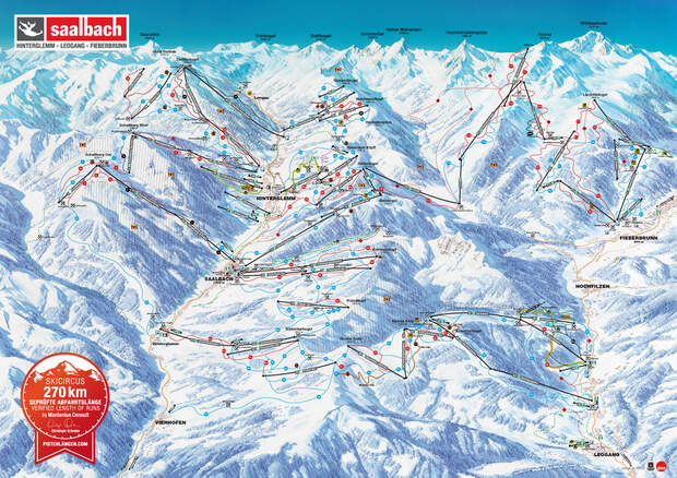 Pistenplan 2015/16: Saalbach Hinterglemm