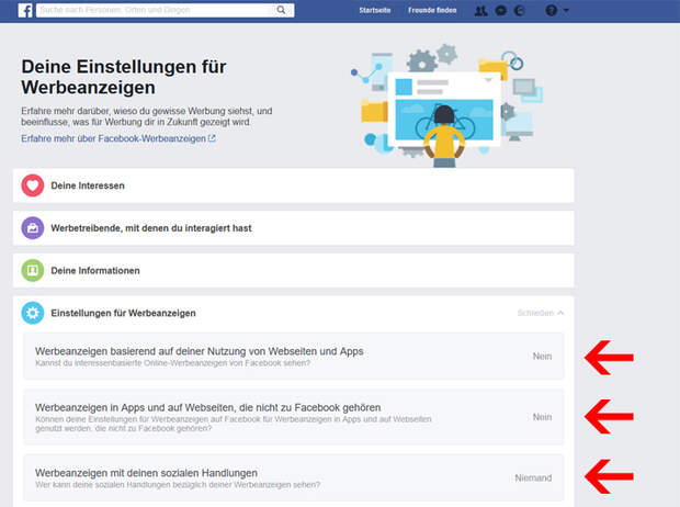 Schalten Sie die personalisierte Werbung bei Facebook ab!