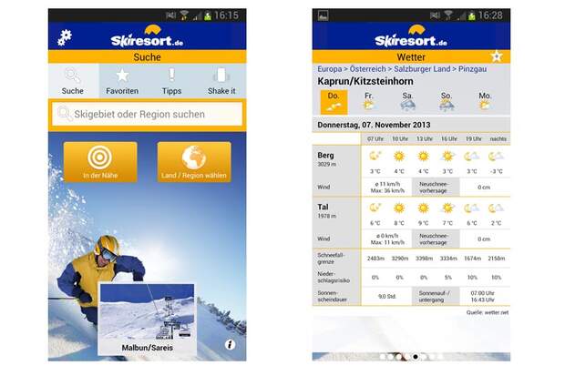 Top-Apps für die Piste: Skiresorts