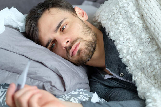 Während einer Grippe entwickelt man meist auch Fieber.