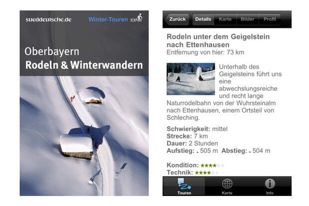 Winter-Touren-App "Rodeln & Winterwandern in Oberbayern"
